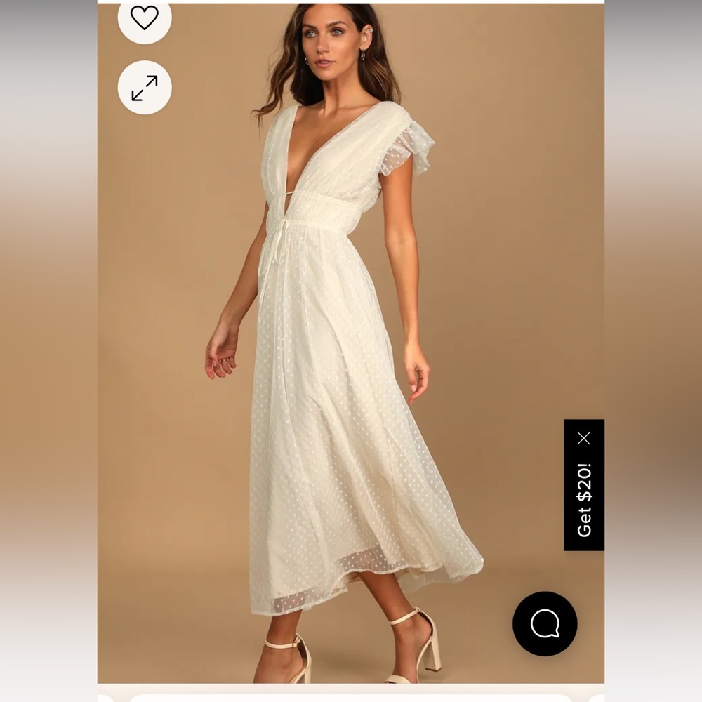 Lulu's Ivory Swiss Dot Midi Dress
